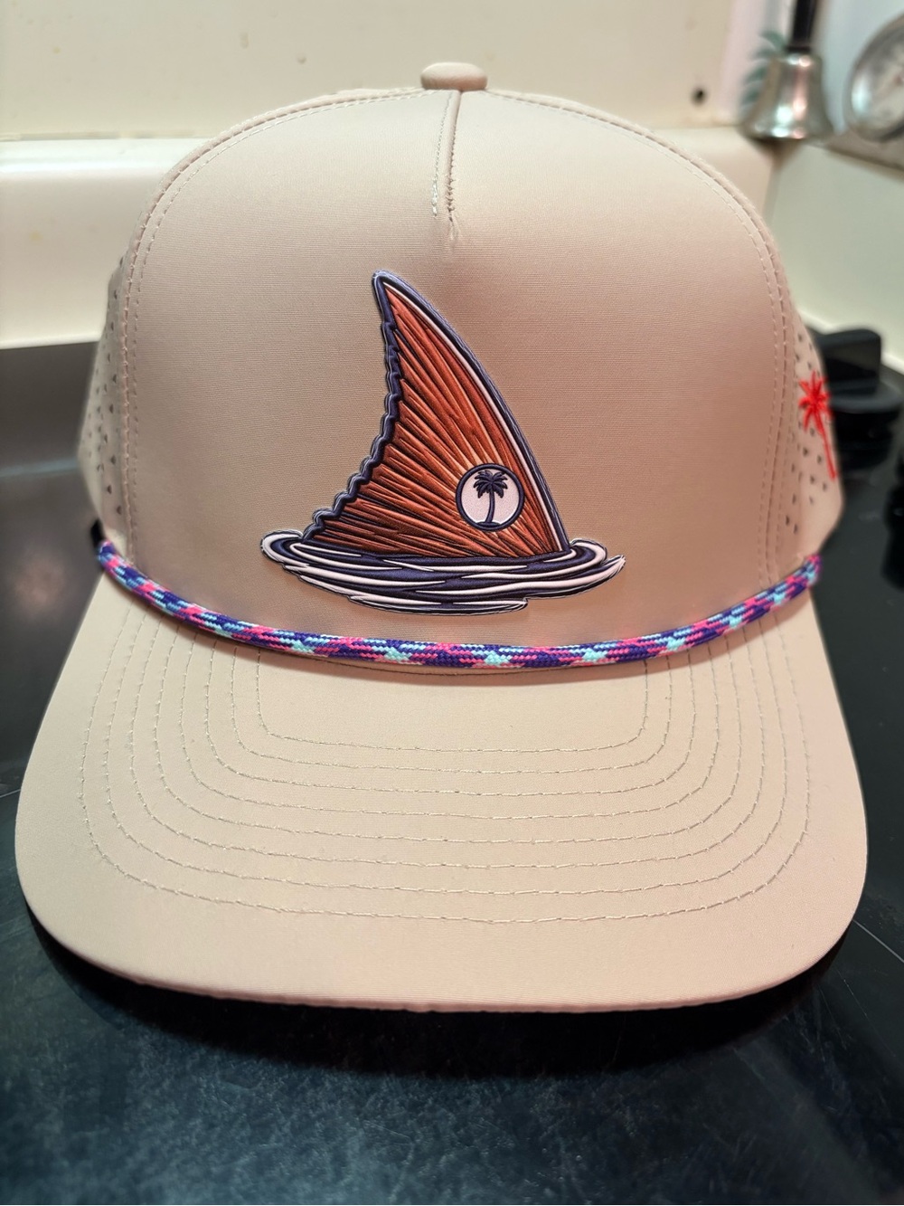 Island Golf- Tan Performance Golf Hat w/ Multicolor Rope
